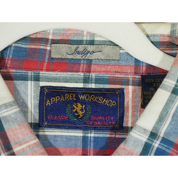 NWT VTG Apparel Workshop Indigo XXL Red Blue Plaid Button Down Shirt Long Sleeve - Picture 6 of 10